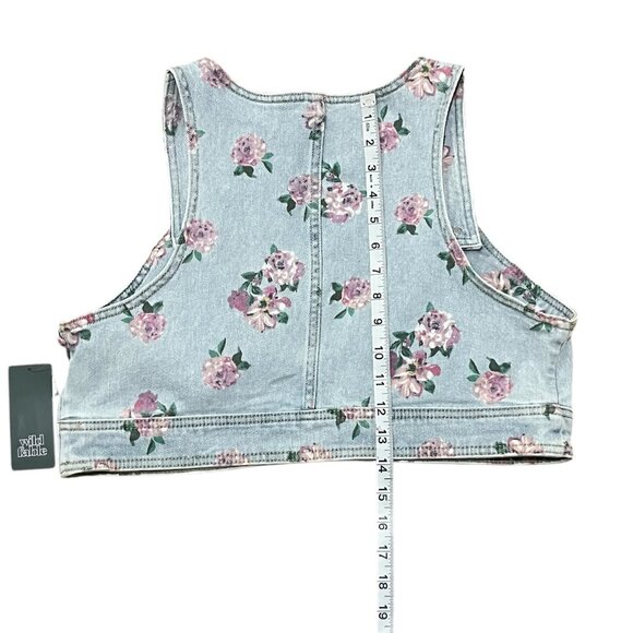 Wild Fable Women's Blue Denim Floral Women's Crop Vest Size: Large - Picture 3 of 6